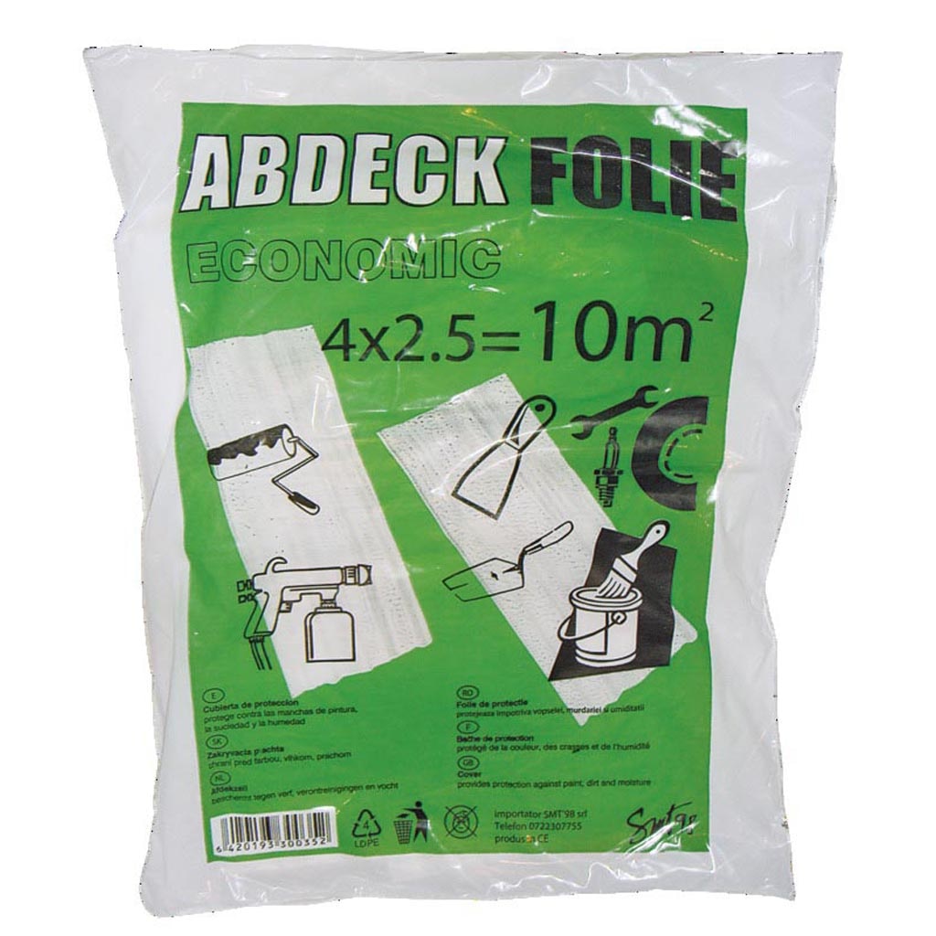 Folie protectie zugravit, standard, 2.5 x 4 m, 10 mp  Abdeck
