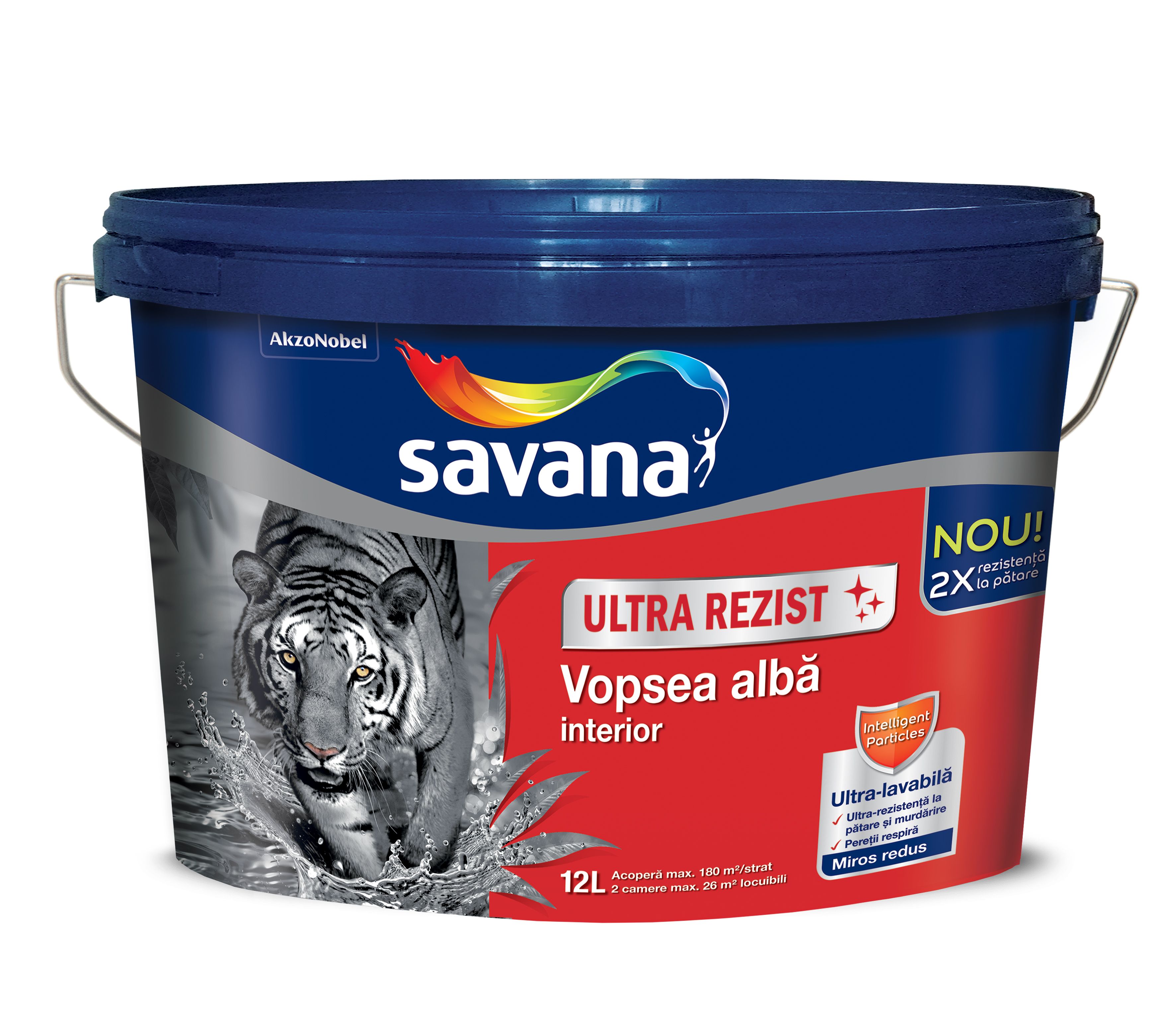 Vopsea superlavabila cu teflon, interior, culoare super alb, 12 L  Savana