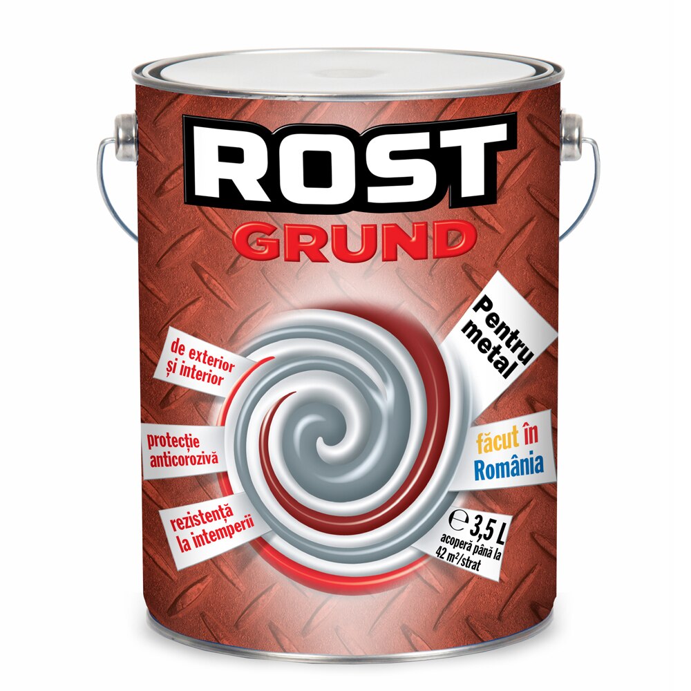 Grund pentru metal, rosu oxid, 3.5 L  Rost