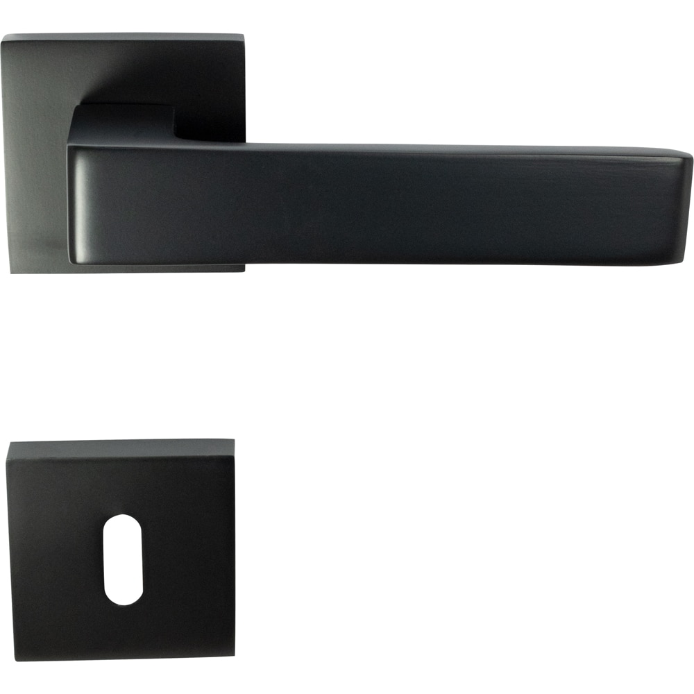 Maner usa cu rozeta VEROFER Cube, aluminiu, 120 mm, negru mat