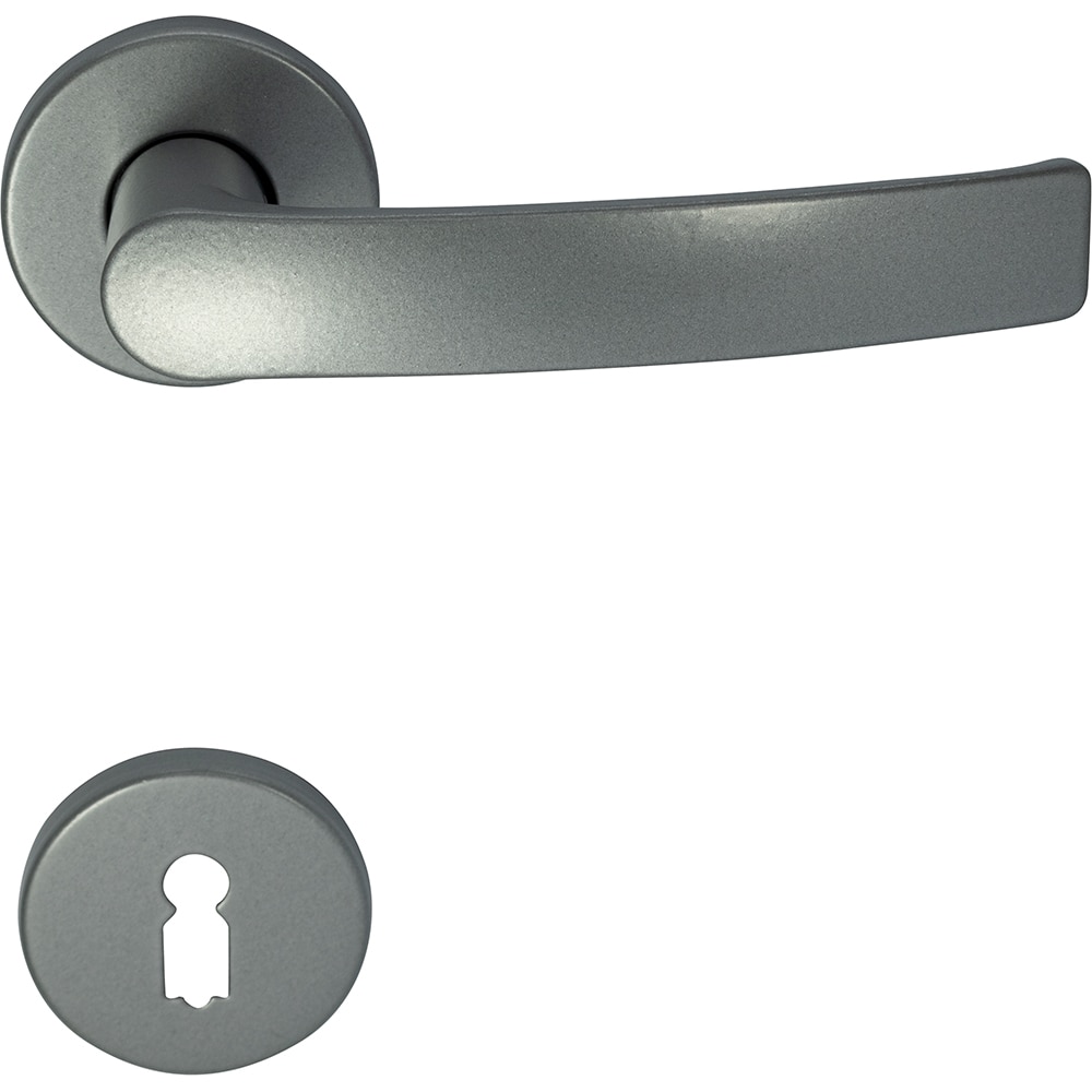 Maner usa cu rozeta VEROFER Mures, aluminiu, 115 mm, argintiu
