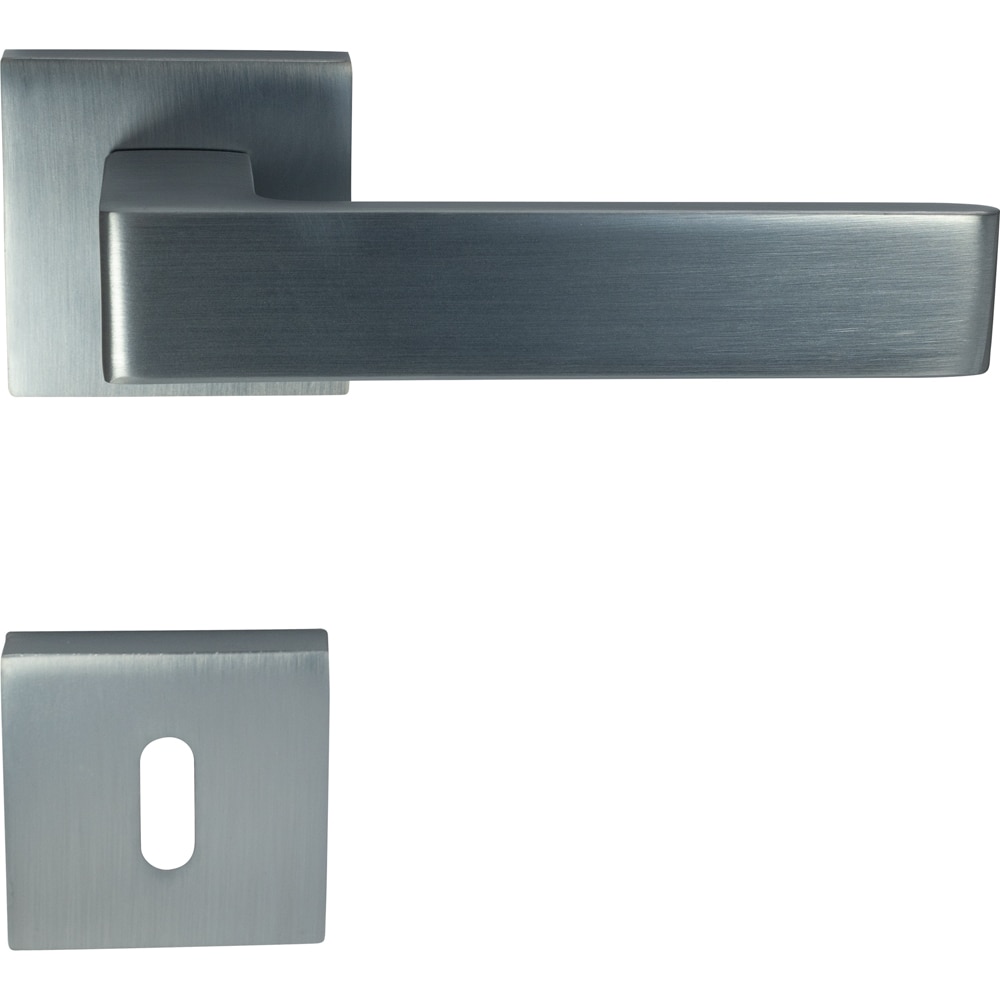Maner usa cu rozeta VEROFER Cube, aluminiu, 120 mm, argintiu