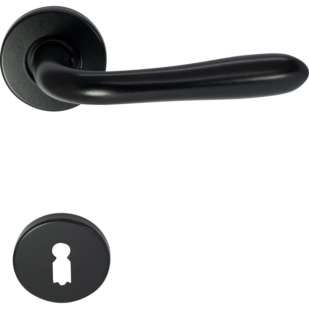 Maner usa cu rozeta VEROFER Ambra, zamac, 115 mm, negru mat