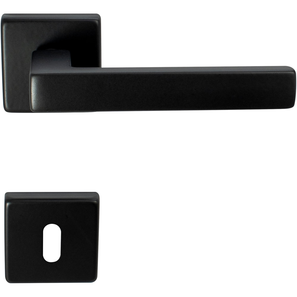 Maner cu rozeta, zamac, 125 mm, negru