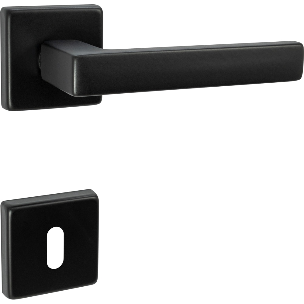 Maner cu rozeta, zamac, 125 mm, negru