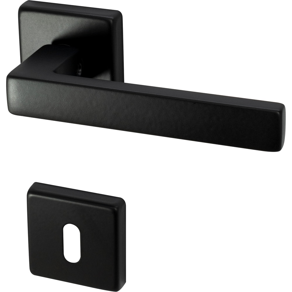 Maner cu rozeta, zamac, 125 mm, negru