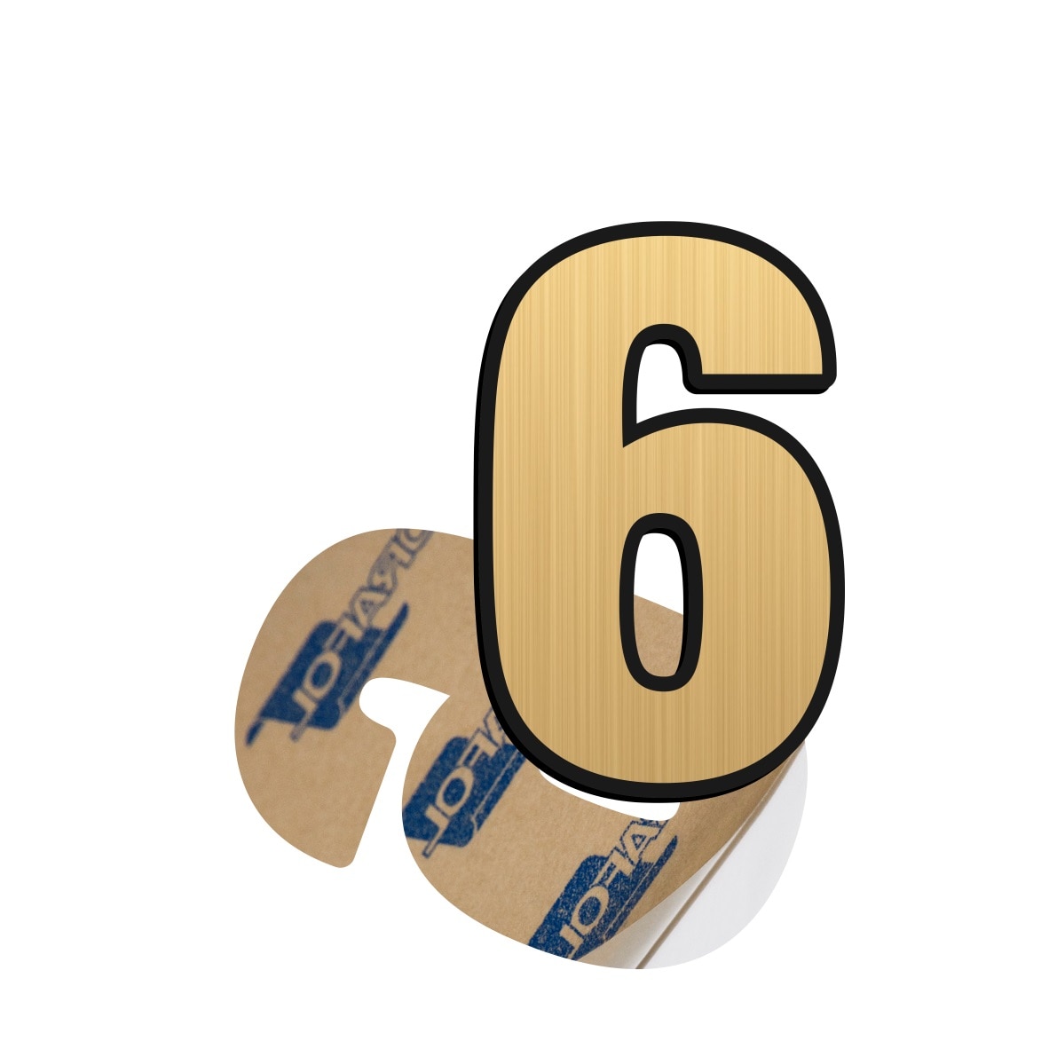 Cifra 6, ABS, Gravat, Auriu, M6  Creative Sign