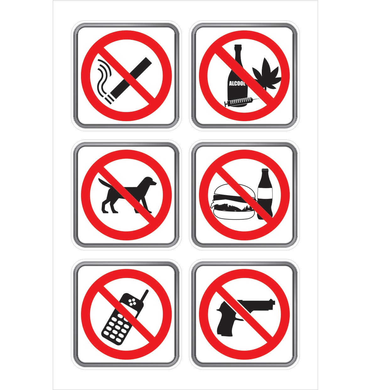 Set Indicatoare Interdictie, 6 Pictograme  Creative Sign
