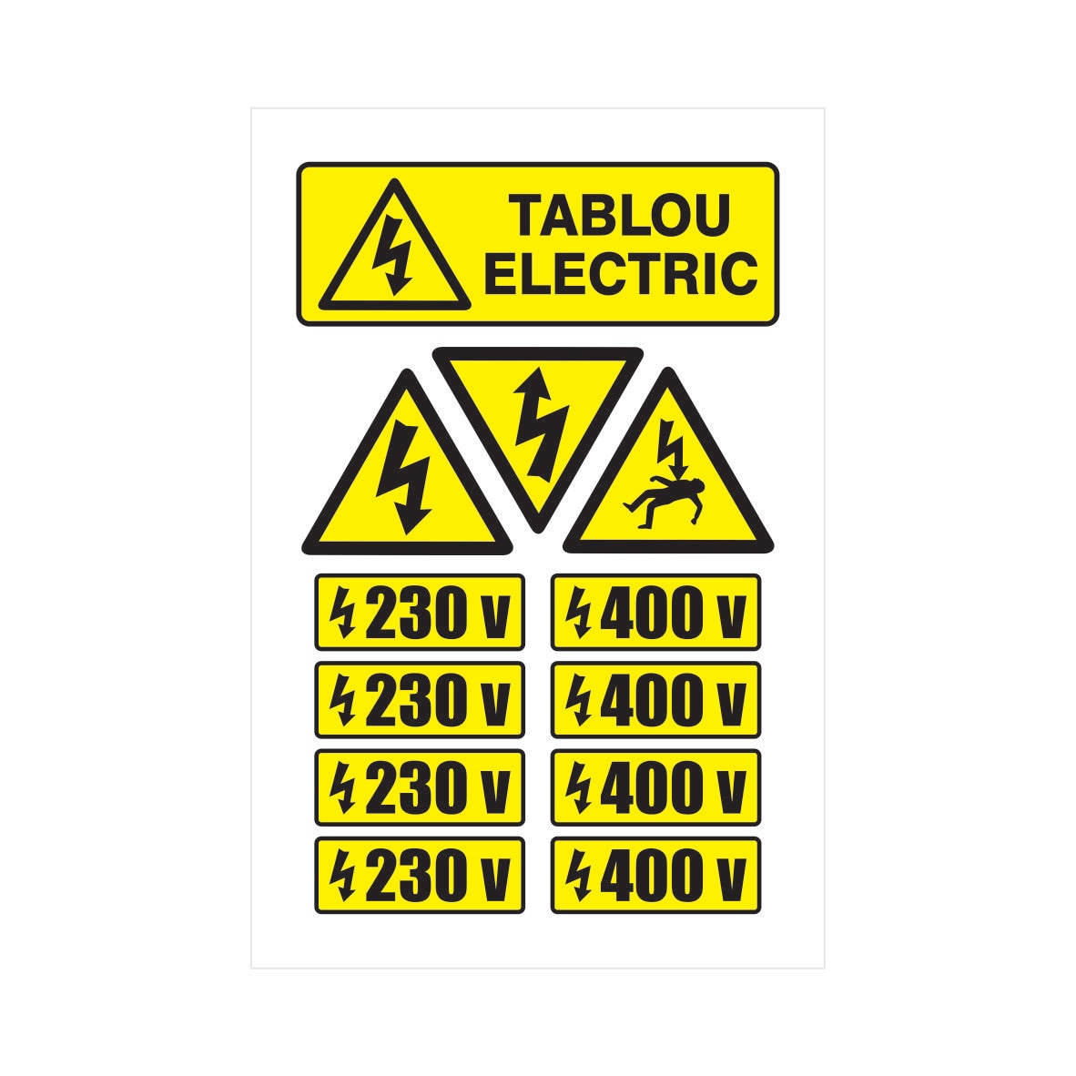 Set Indicator Avertizare Tablou Electric, 12 pictograme  Creative Sign