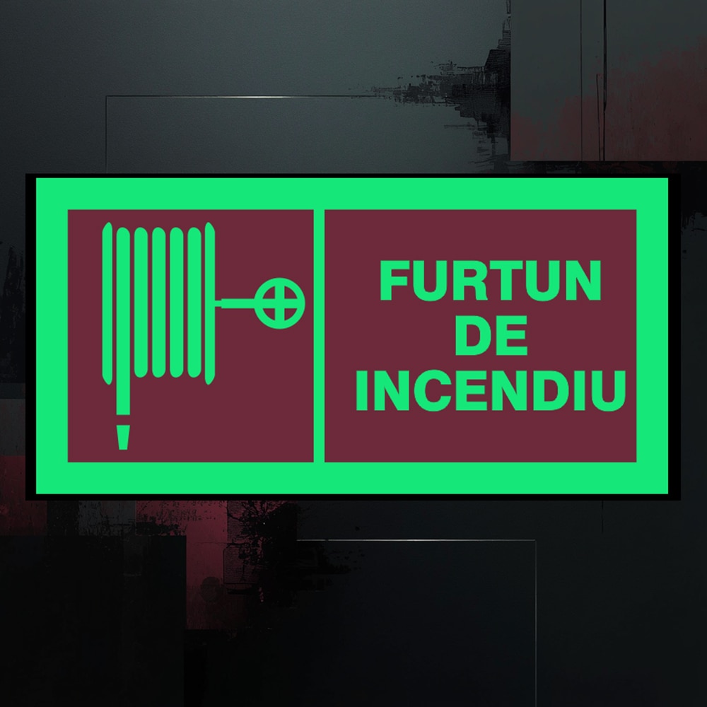 Indicator "furtun de incendiu" CREATIVE SIGN, fotoluminiscent, 10 x 20cm