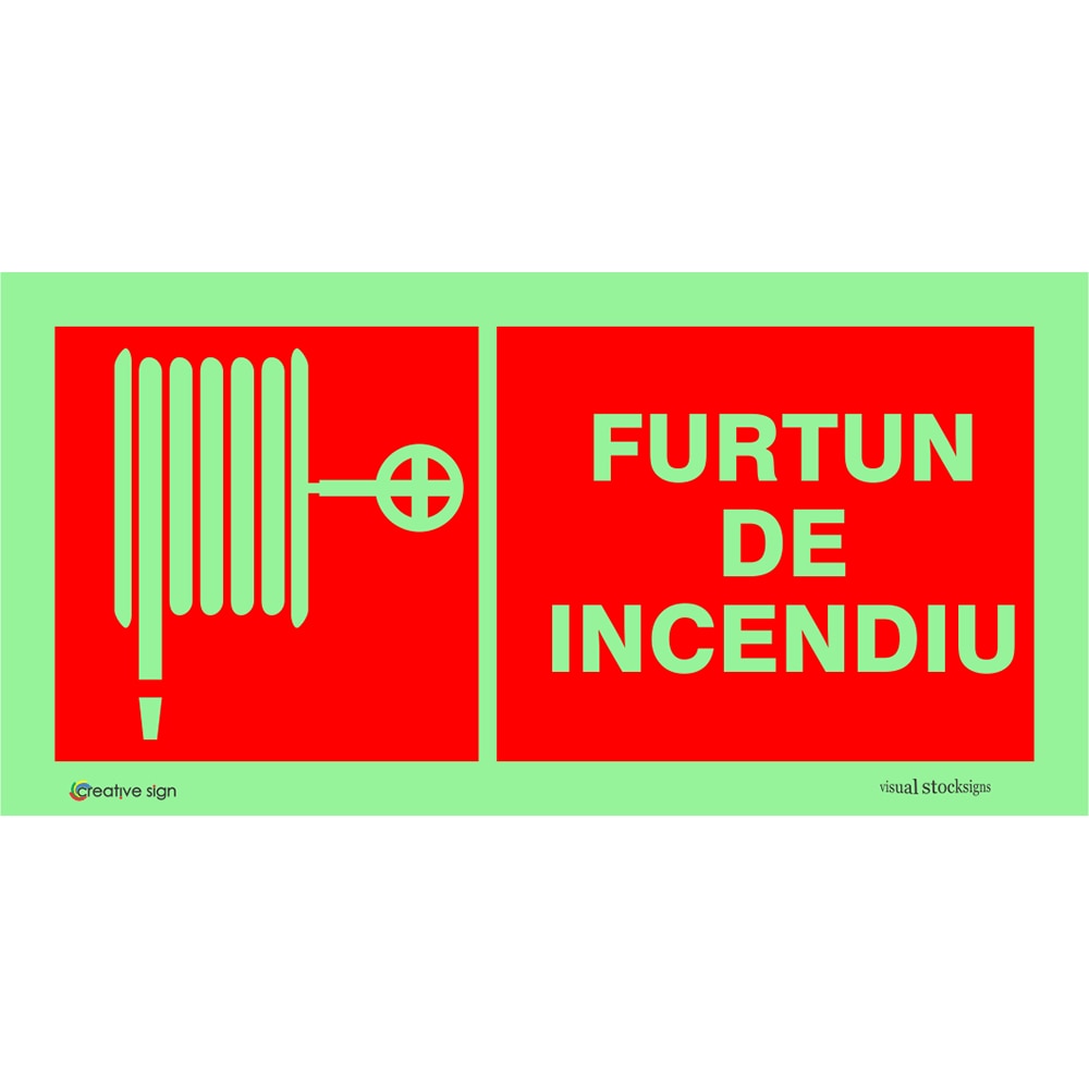 Indicator "furtun de incendiu" CREATIVE SIGN, fotoluminiscent, 10 x 20cm