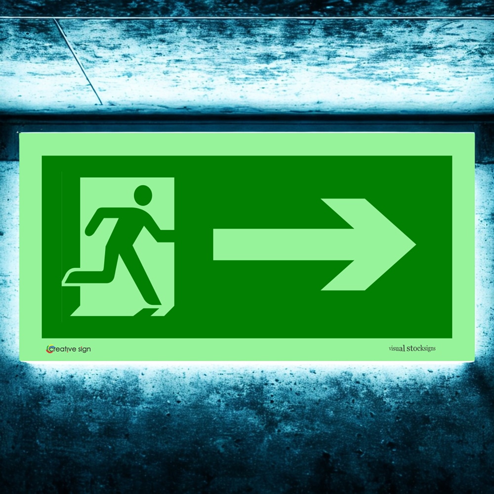 Indicator "dreapta" CREATIVE SIGN, fotoluminiscent, 10 x 20cm