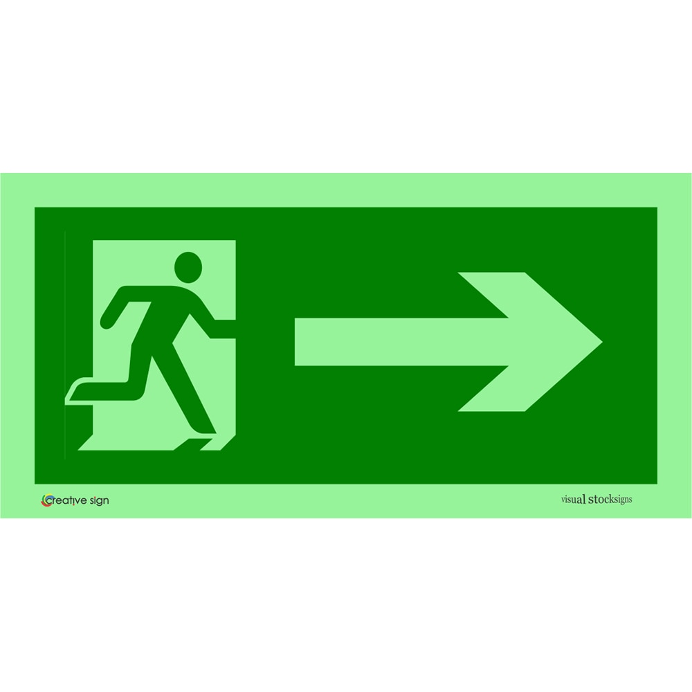 Indicator "dreapta" CREATIVE SIGN, fotoluminiscent, 10 x 20cm