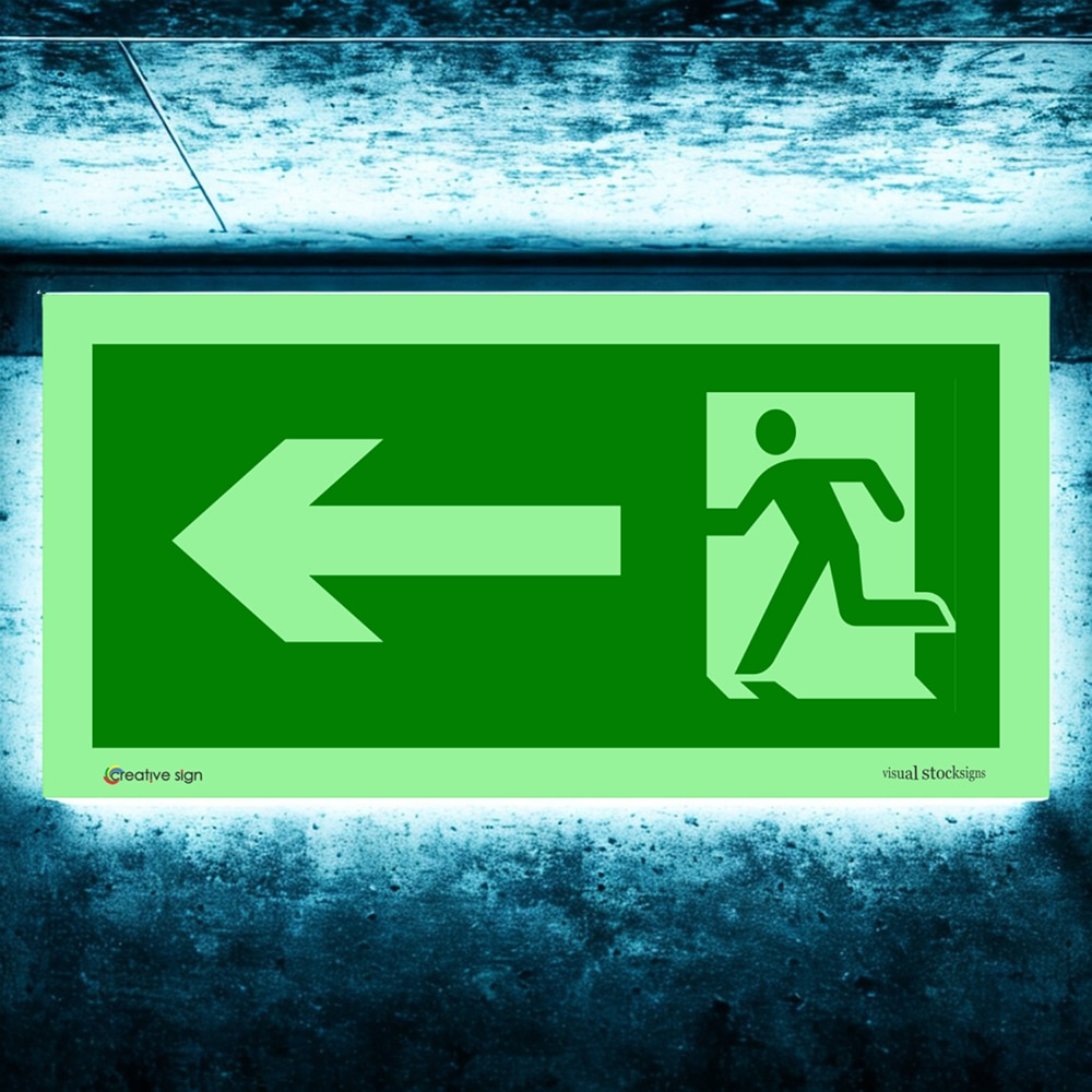 Indicator "stanga" CREATIVE SIGN, fotoluminiscent, 10 x 20cm