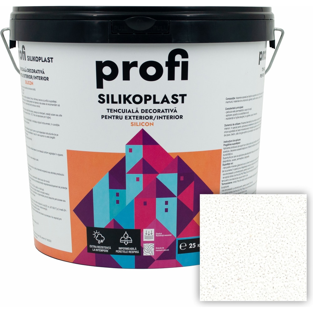 Tencuiala decorativa bob de orez PROFI SILIKOPLAST, 1.5 mm, alb, 25 kg