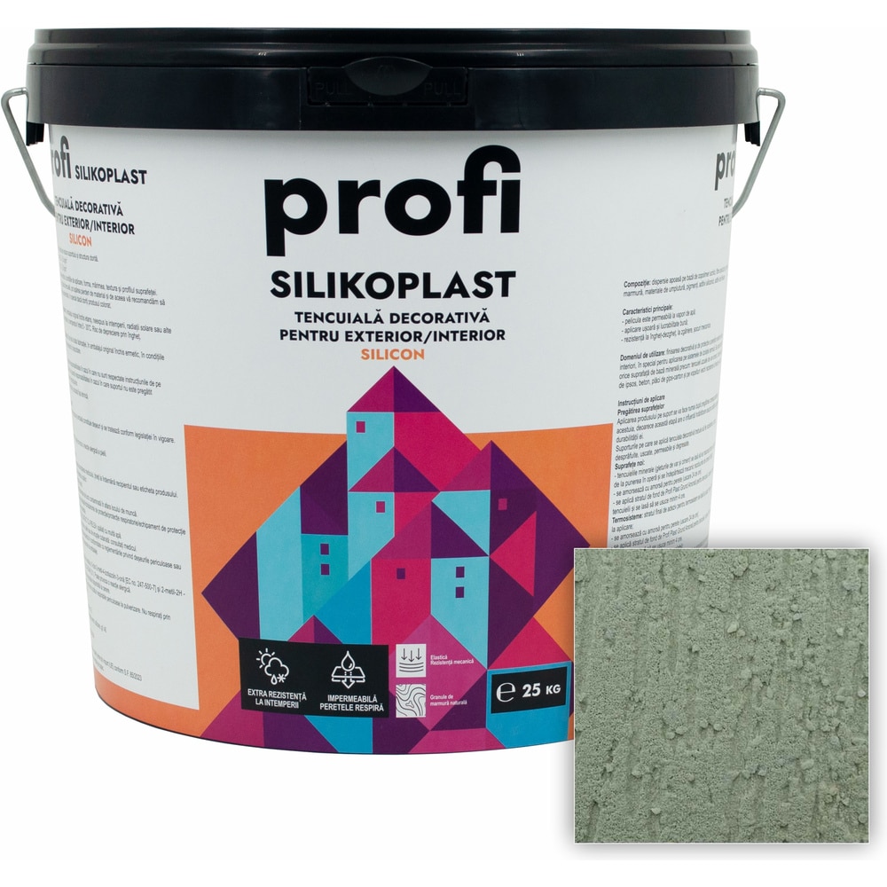 Tencuiala decorativa structurata PROFI SILIKOPLAST, 2 mm, verde fistic, 25 kg