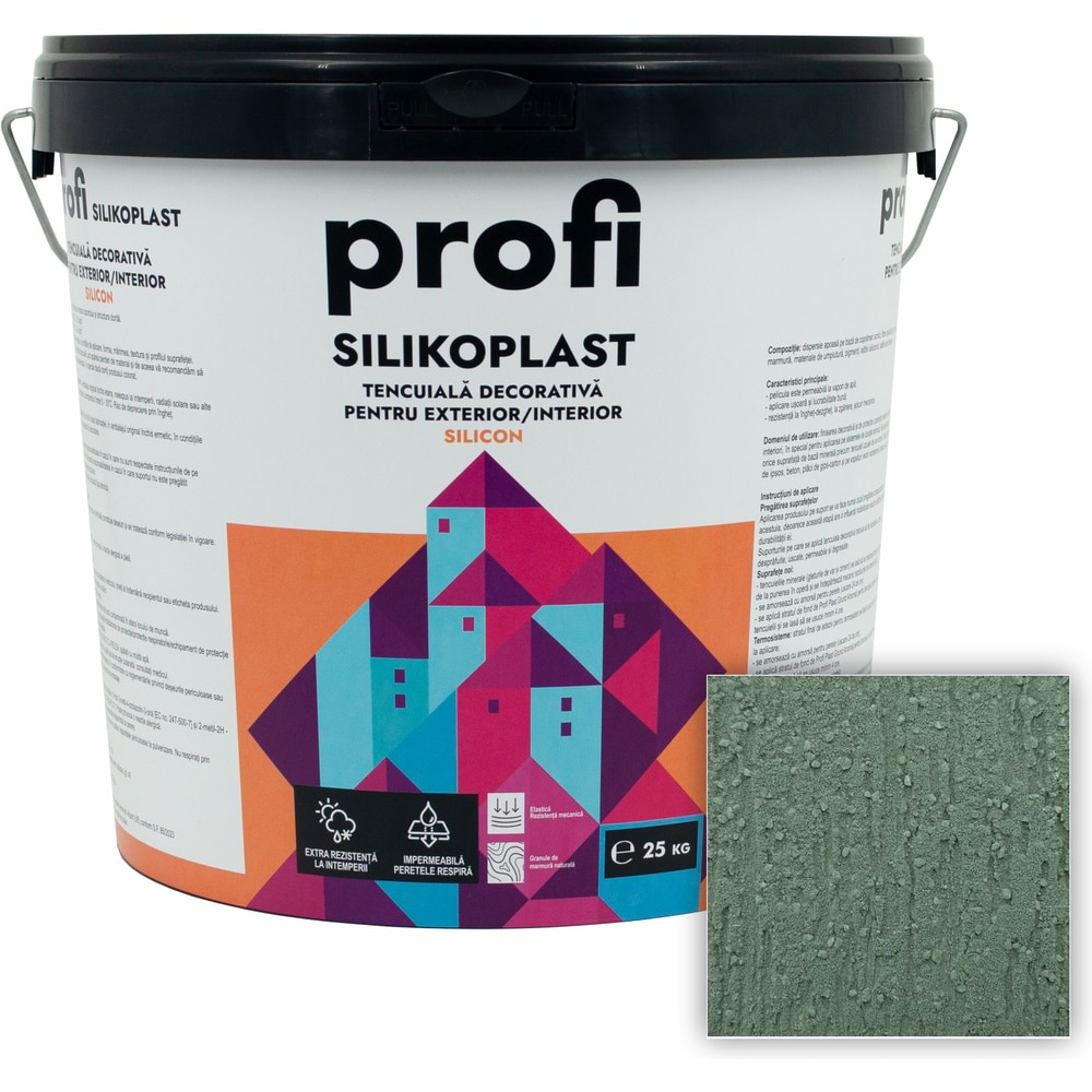 Tencuiala decorativa structurata PROFI SILIKOPLAST, 2 mm, verde menta, 25 kg