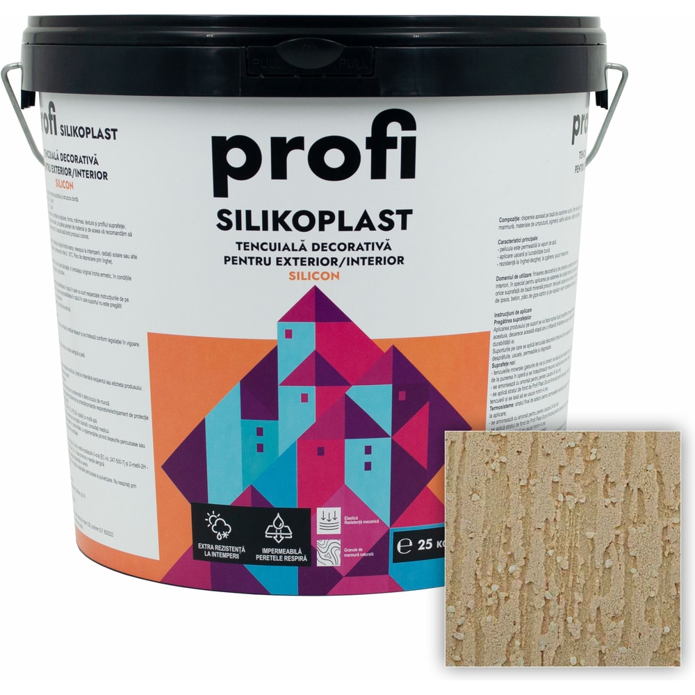 Tencuiala decorativa structurata PROFI SILIKOPLAST, 2 mm, crem nisip, 25 kg