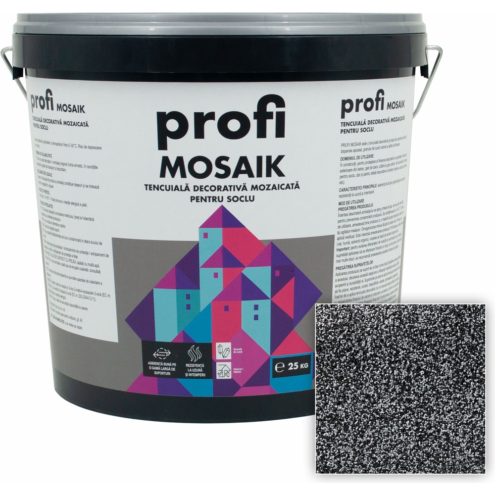 Tencuiala decorativa mozaicata PROFI Mosaik, gri antracit, 25 Kg