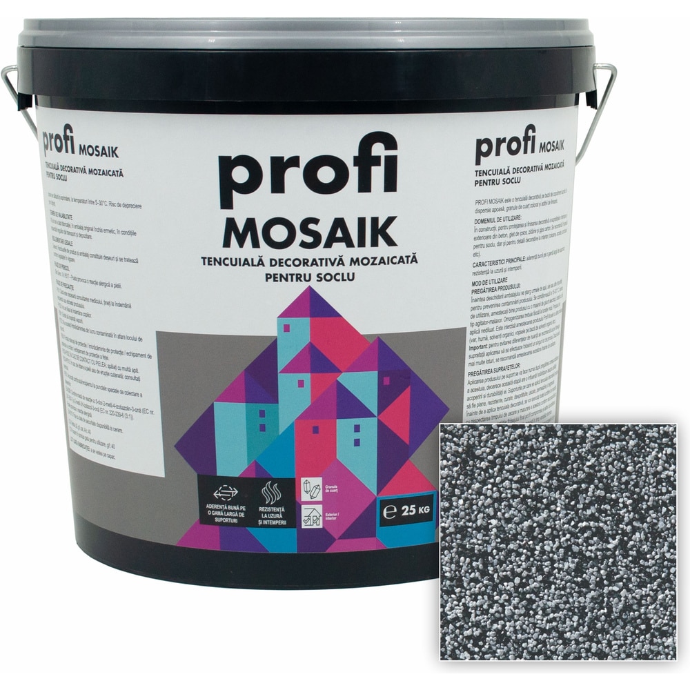 Tencuiala decorativa PROFI Mosaik, gri perlat, 25Kg