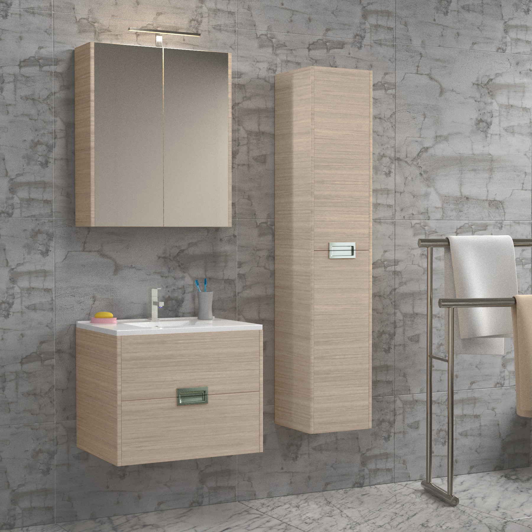 Set mobilier, culoare stejar, 60 cm • Cubo