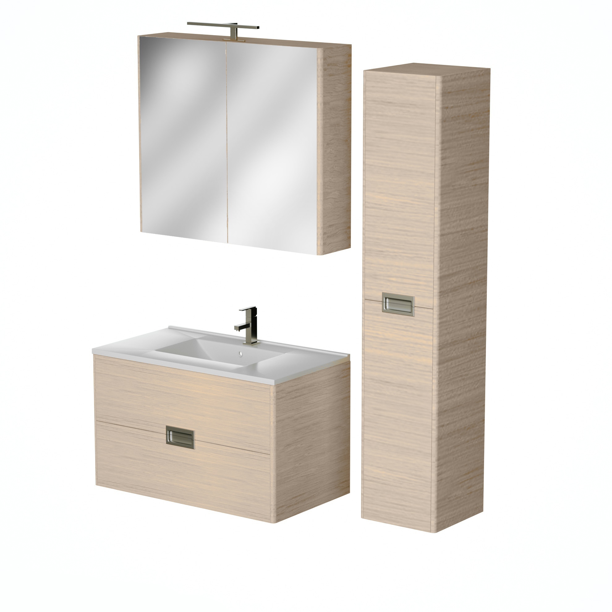 Set mobilier, culoare stejar, 80 cm • Cubo