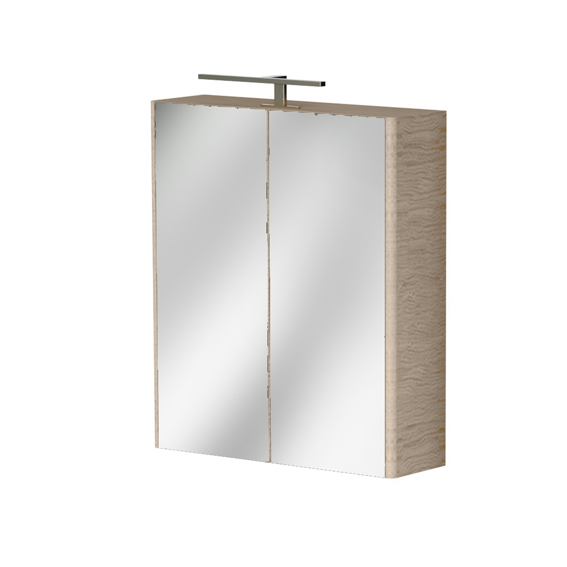 Oglinda baie Cubo, 2 usi si 2 polite mobile, 60 x 18 x 70 cm, iluminare LED