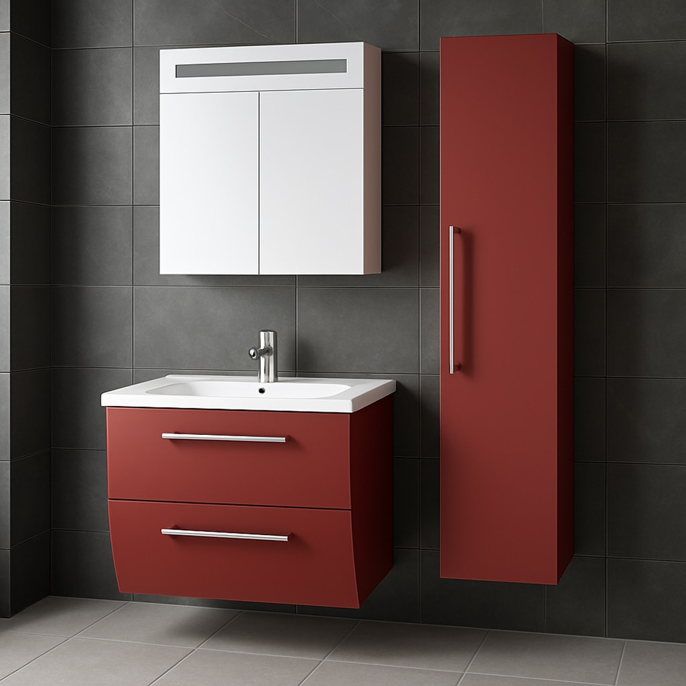 Set masca si lavoar Woodart Swing, 70 x 45 x 55 cm, bordo