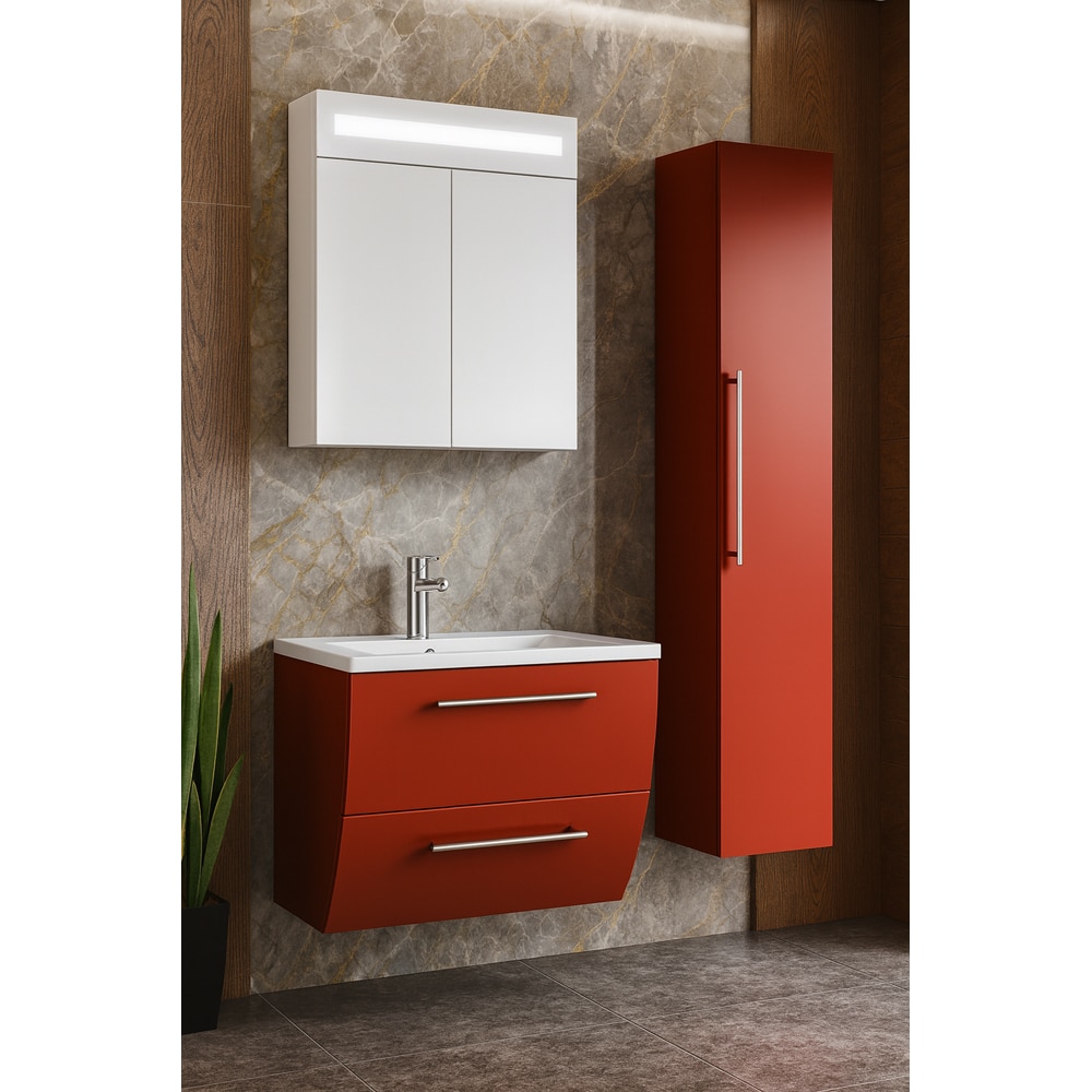 Set masca si lavoar Woodart Swing, 70 x 45 x 55 cm, bordo