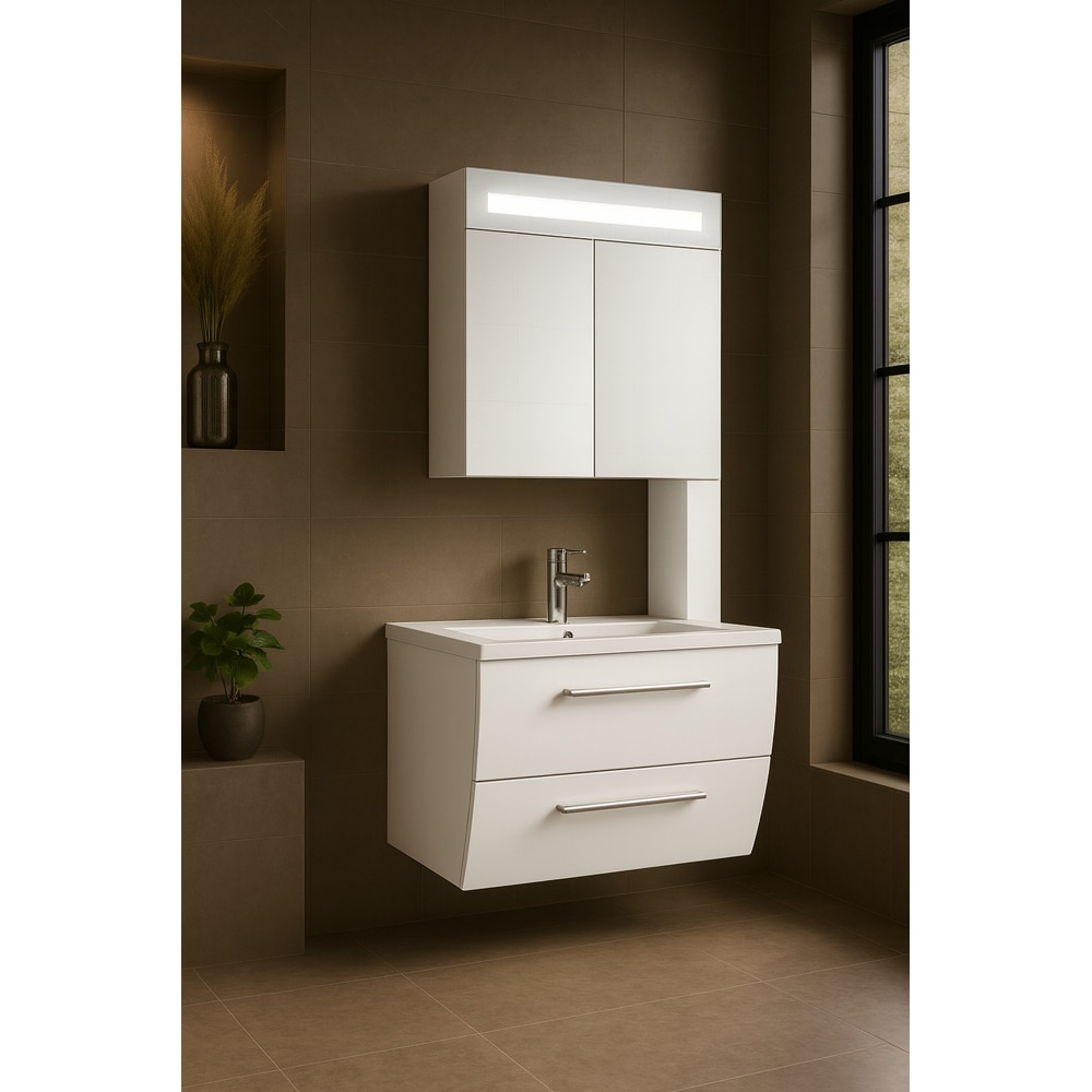 Set masca si lavoar WOODART Swing WING, 70 x 45 x 55 cm, alb