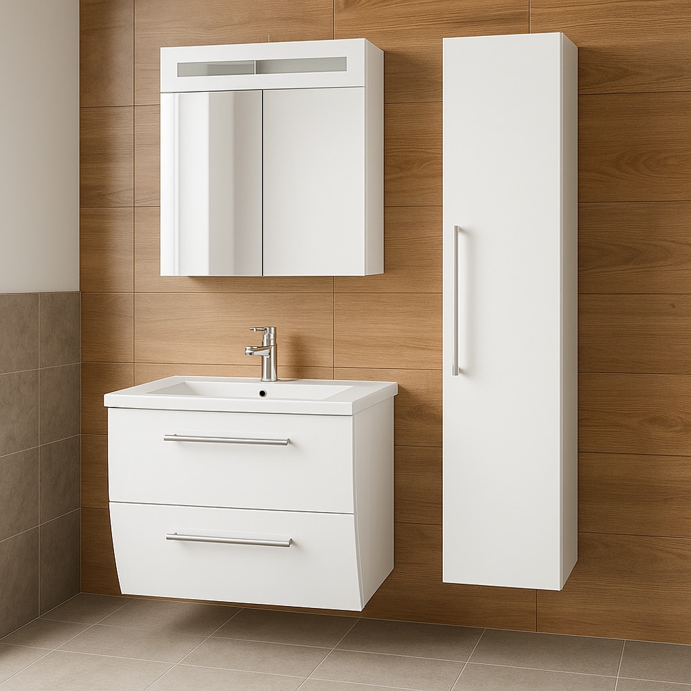 Set masca si lavoar WOODART Swing WING, 70 x 45 x 55 cm, alb