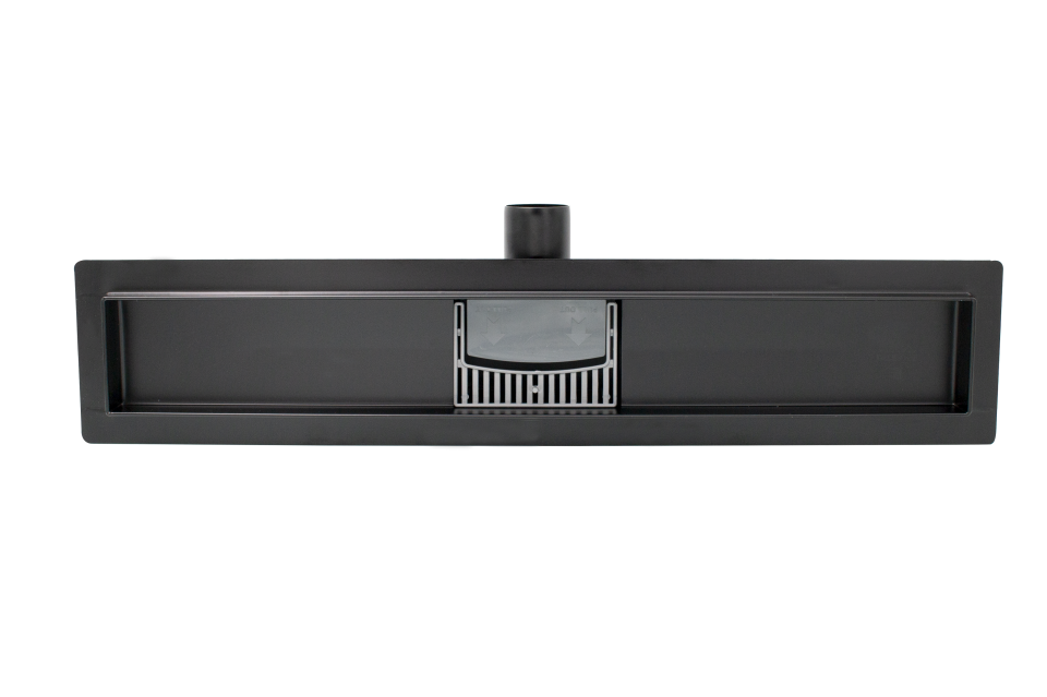 Rigola Dus, Inox, Classic Negru, 700 x 70  Ermetiq