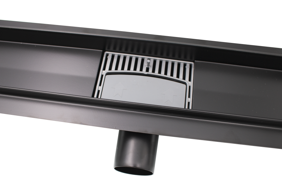 Rigola Dus, Inox, Classic Negru, 700 x 70  Ermetiq