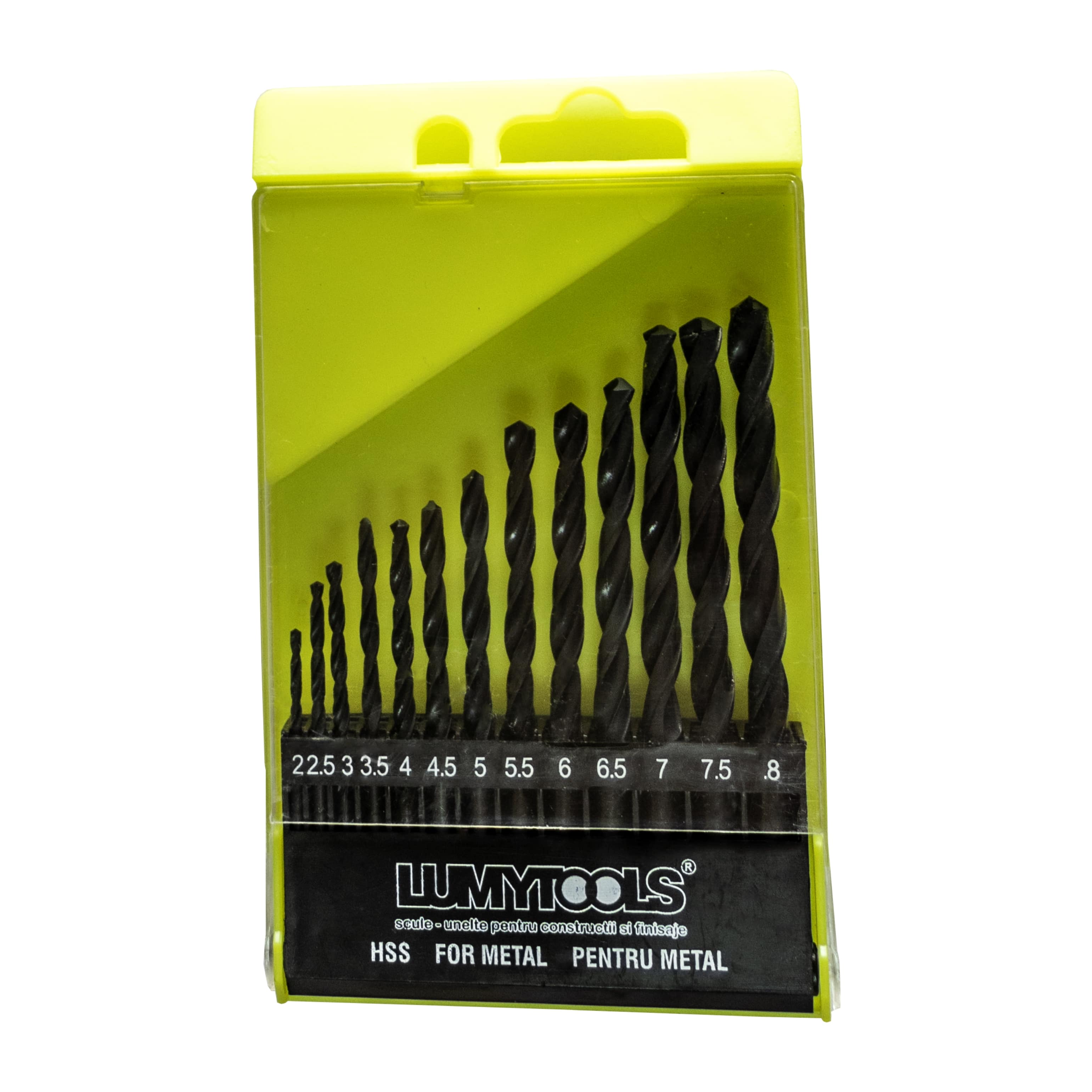 Set 13 burghie pentru metal, 2 - 8 mm  LumyTools, Standard HSS