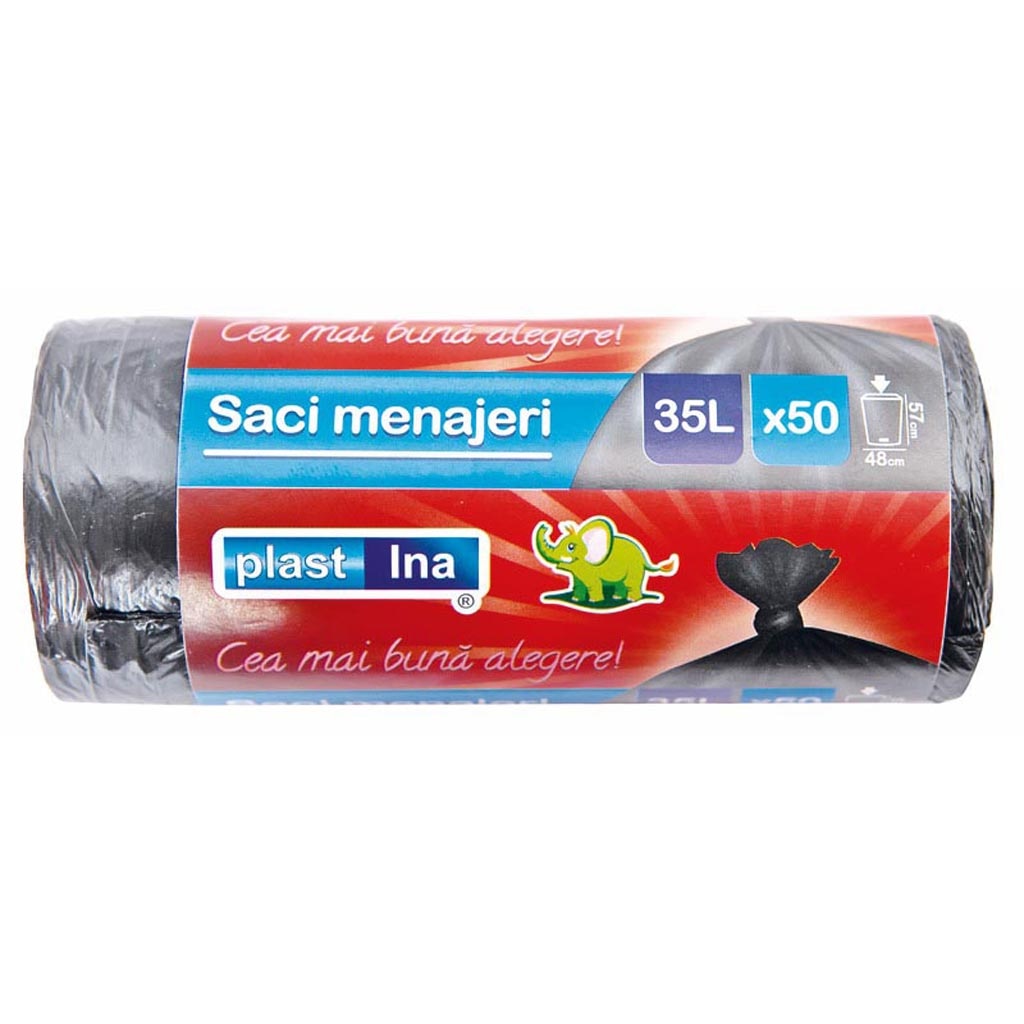 Saci menajeri PLASTINA, 20 buc, 35 l, gri