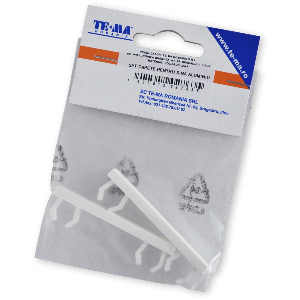 Set 2 capete sina perdea, PVC, 9 x 2 x 9 cm, alb
