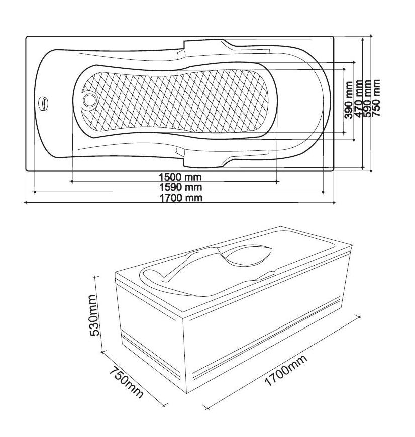 Cada simpla incastrabila, dreptunghiulara, 150 cm x 70 cm • Siena