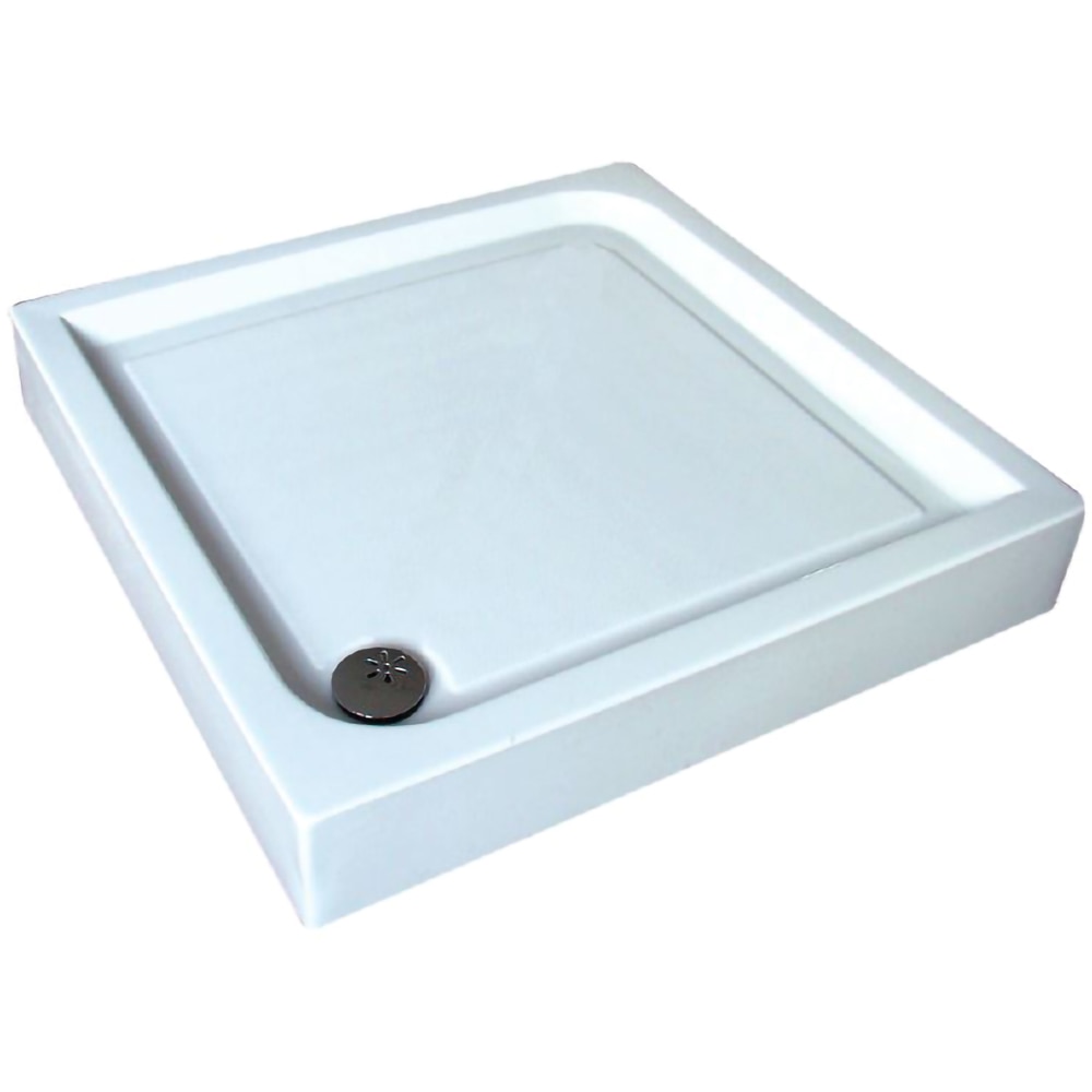 Cadita dus FIBREX Elisa, patrata, acril, 80 x 80 x 13 cm, alb