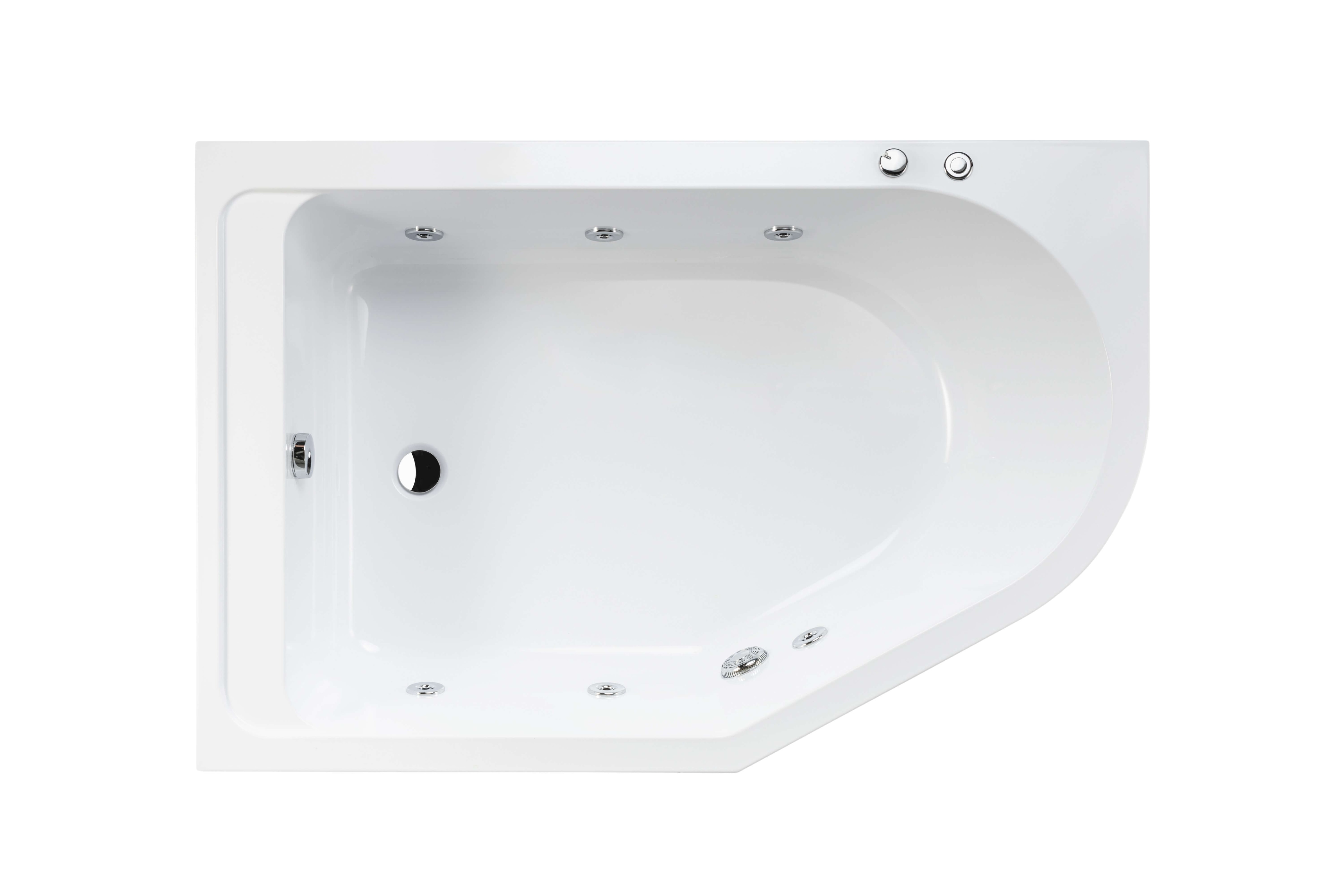 Cada baie cu hidromasaj FIBREX Scuba, montaj pe dreapta, acril, 150 x 100 cm, alb