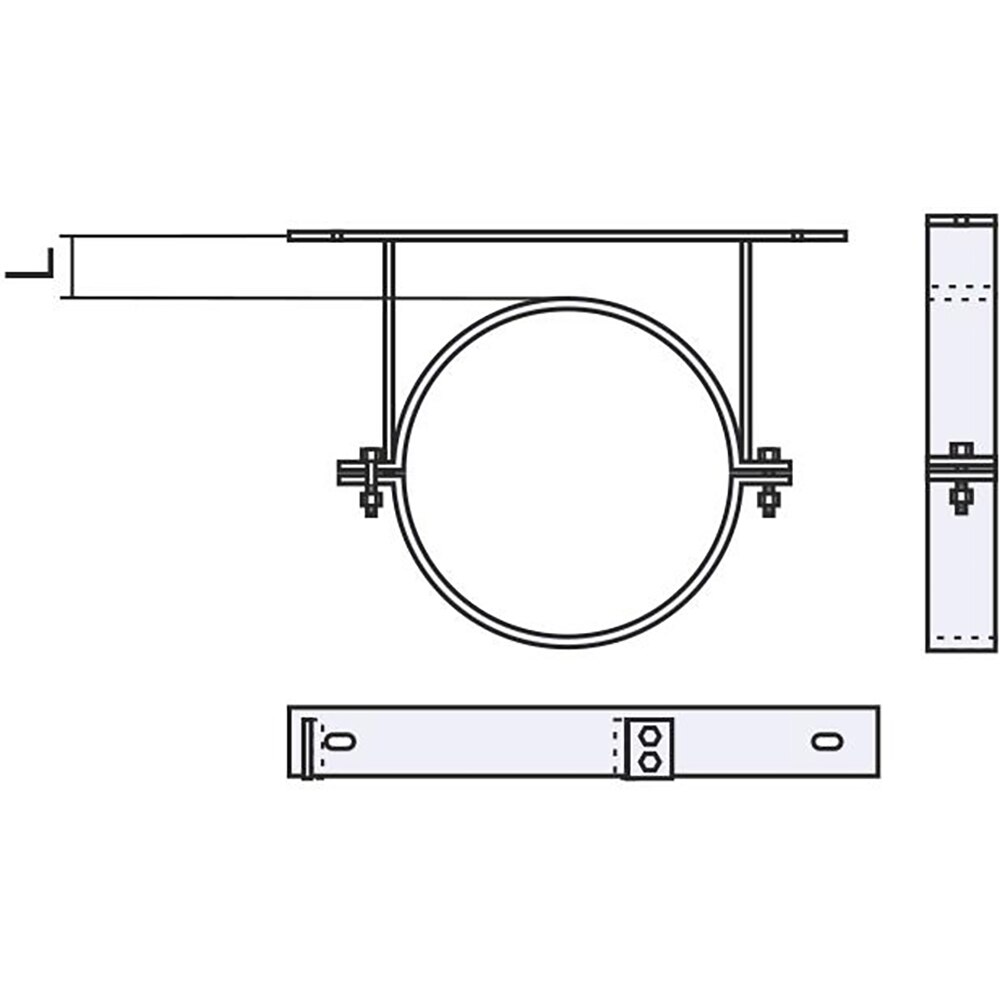 Colier ranforsat prindere pe perete cos de fum VULCANO, D250 mm, grosime 0.5 mm, inox