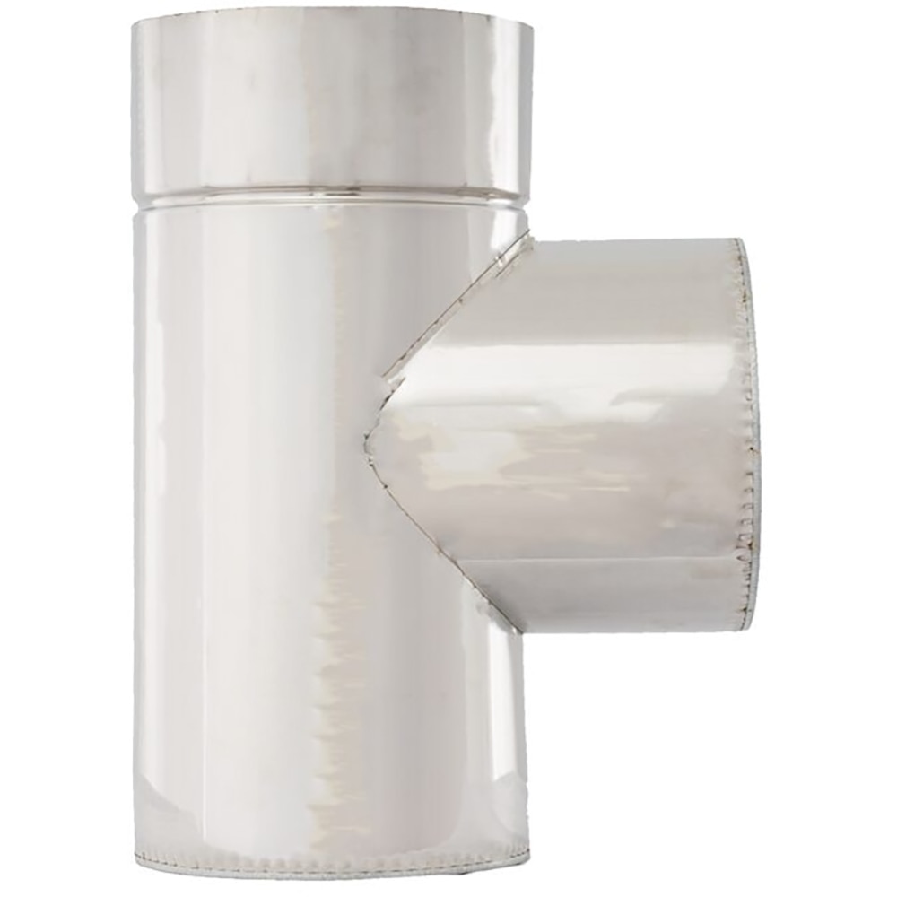 Teu 90 grade cos de fum dublu perete VULCANO, D180/150 mm, grosime 0.5 mm, inox