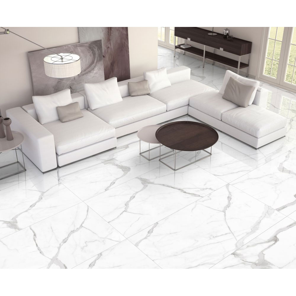 Gresie interior/exterior Global, marmura alb lucios, 60 x 120 cm, 9 mm, 1.44 m2/cutie