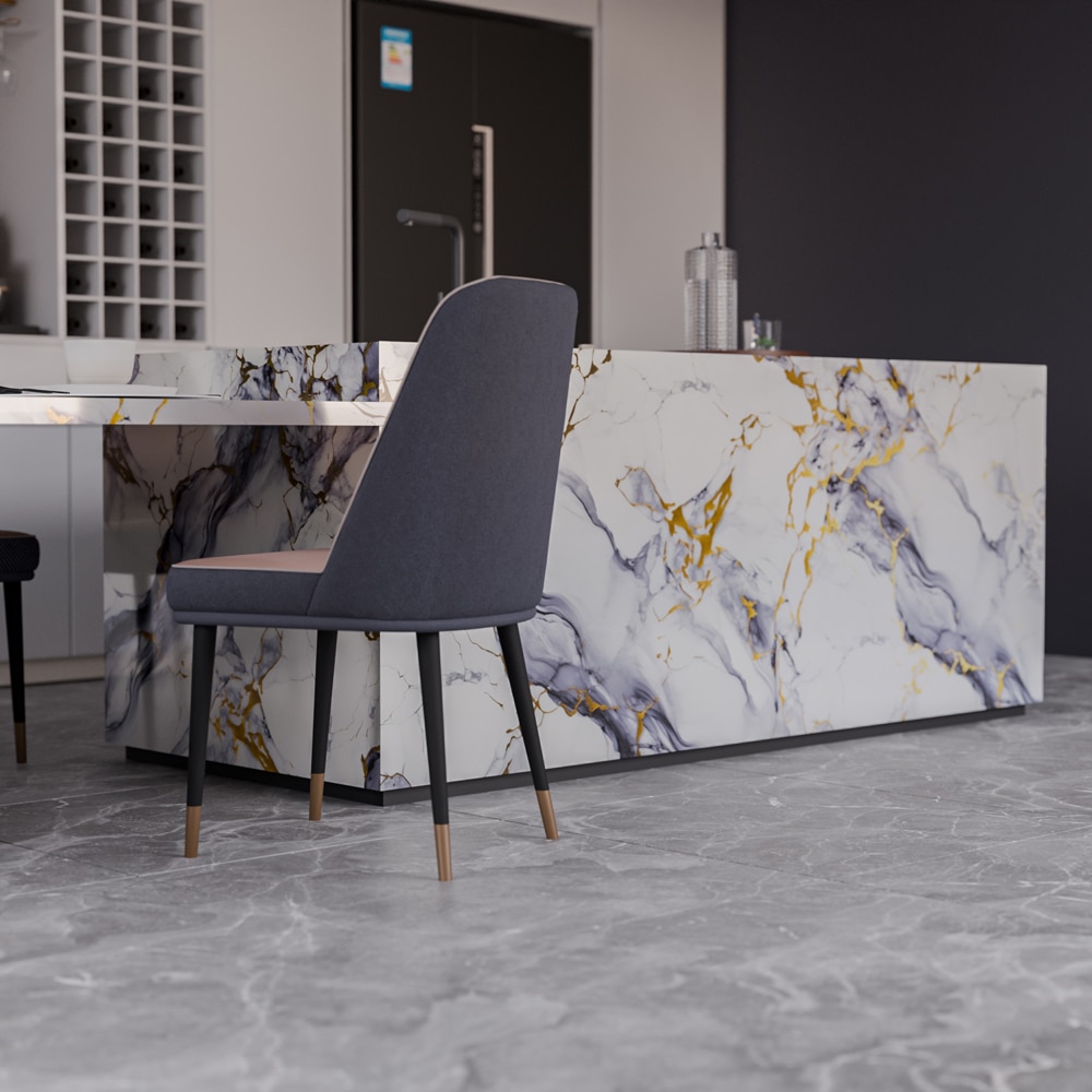 Panou decorativ Wall Glossy Tuscan Gold Elegance, SPC, 122 x 280 cm, alb