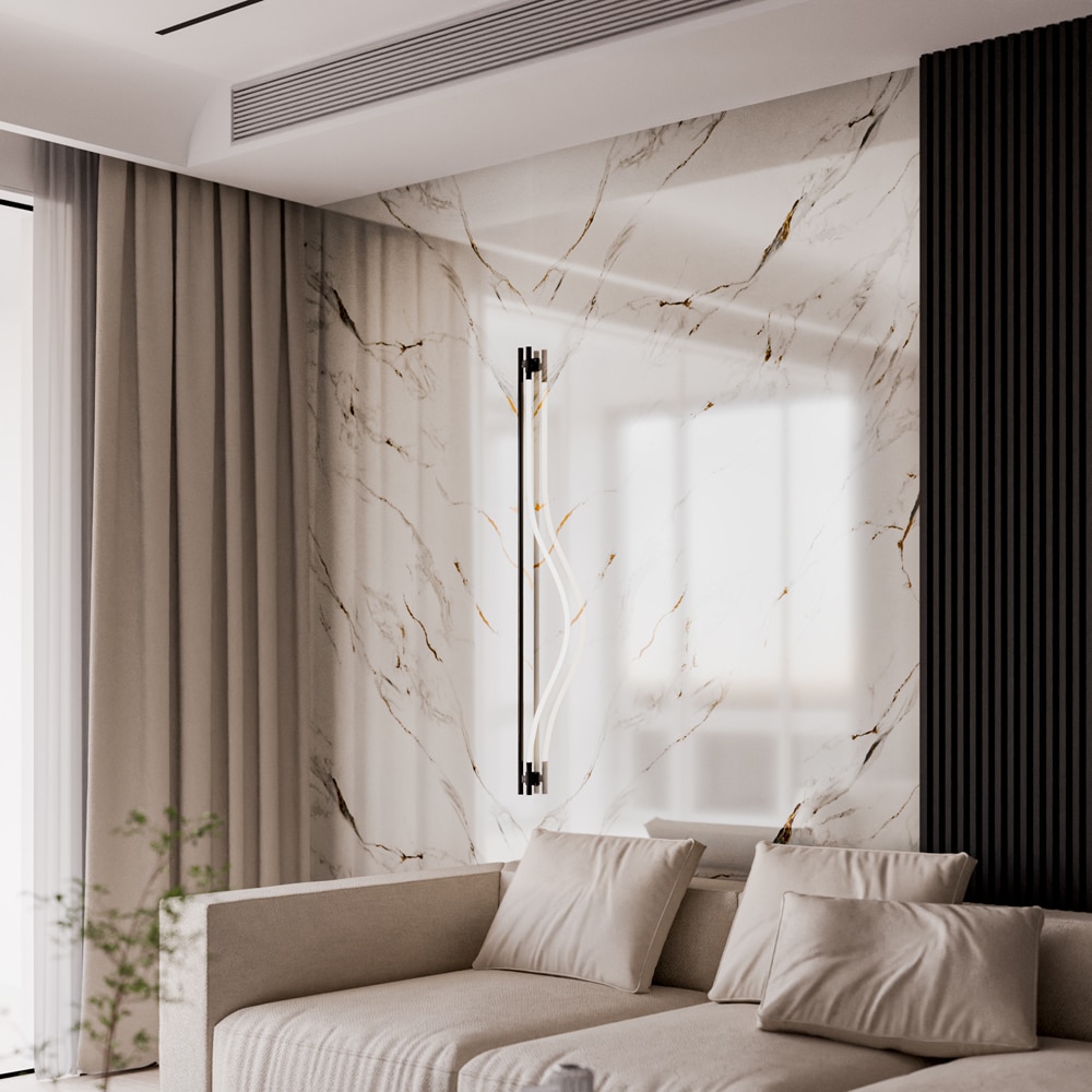 Panou decorativ Wall Glossy Marble Gold, SPC, 122 x 280 cm, alb