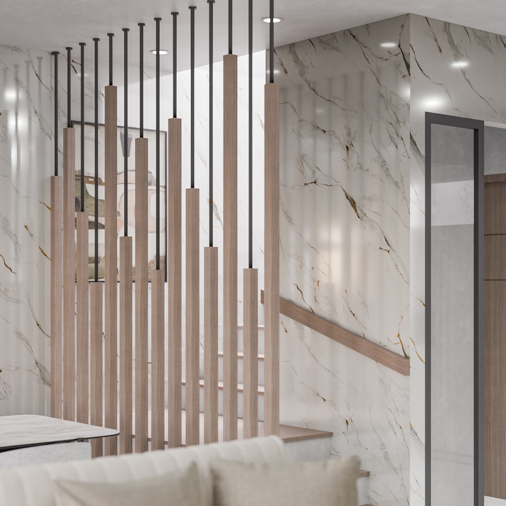 Panou decorativ Wall Glossy Marble Gold, SPC, 122 x 280 cm, alb