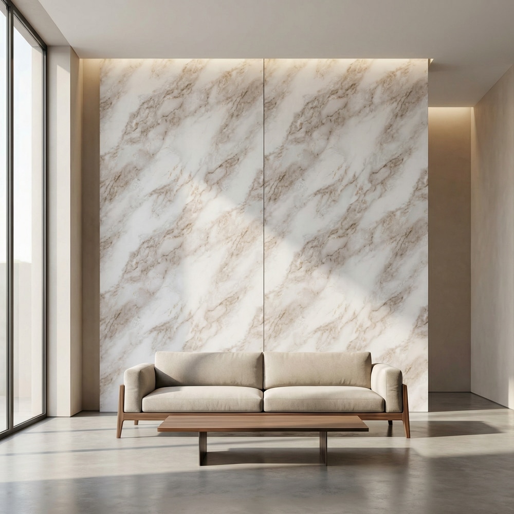 Panou decorativ Wall Glossy Sand Marble, SPC, 122 x 280 cm, bej