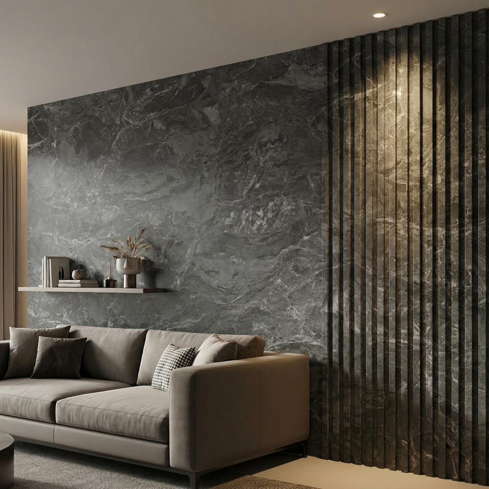 Panou decorativ Marble, WPC, 16.5 x 28 cm, gri