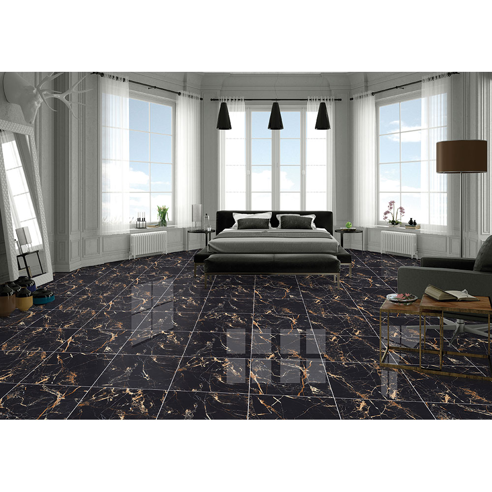 Gresie interior/exterior Veldez, marmura negru lucios, 60 x 60 cm, 9 mm, 1.44 m2/cutie