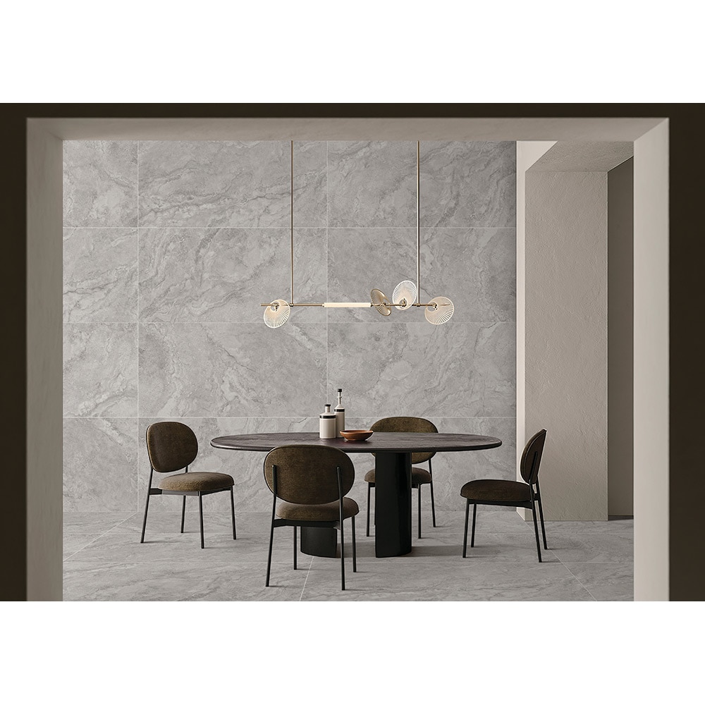 Gresie interior/exterior Travertino, marmura gri mat, 60 x 120 cm, 9 mm, 1.44 m2/cutie