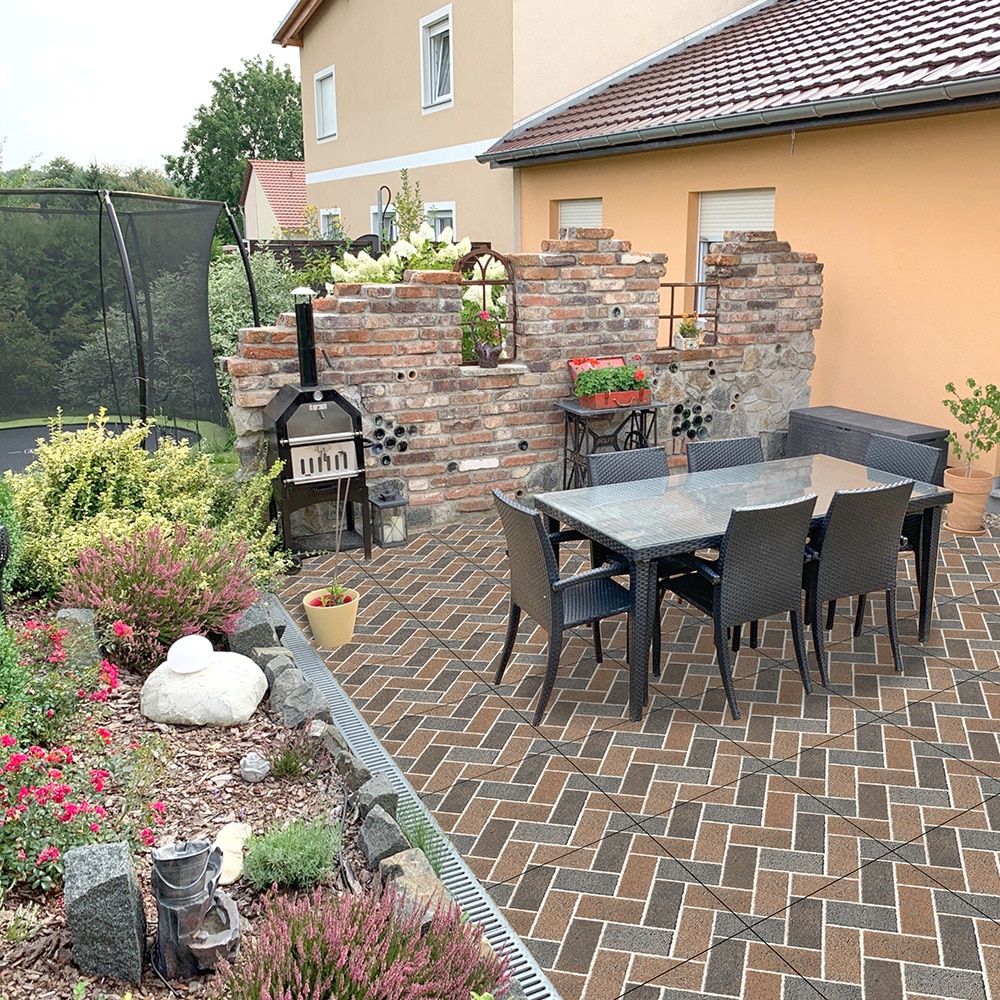 Gresie exterior Brick, Piatra naturala maro mat, 40 x 40 cm, 12 mm, 0.8 m2/ cutie